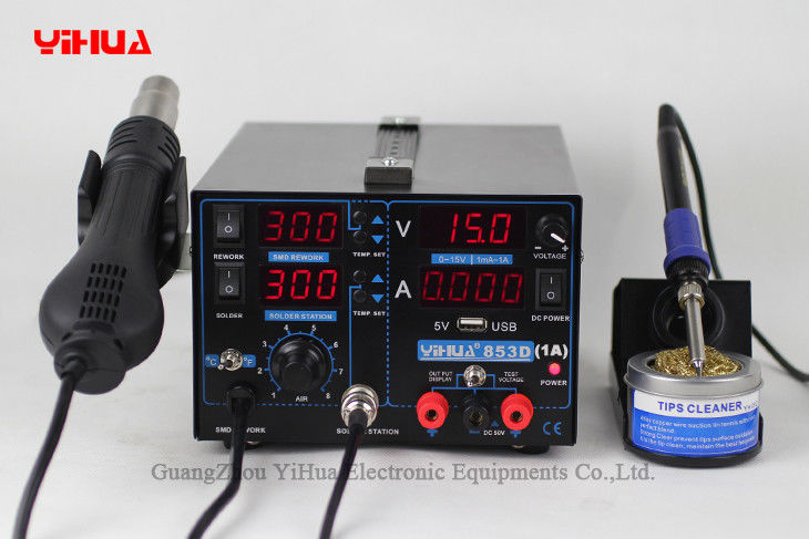 USB 4 των οδηγήσεων σταθμών YIHUA συγκόλλησης ζεστού αέρα 853D 1A 4 ψηφιακή ακριβής επίδειξη