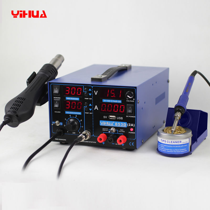 YIHUA 853D 2A 4 οδηγήσεις με 5V το συγκολλώντας σταθμό ζεστού αέρα νέου τύπου USB 3in1