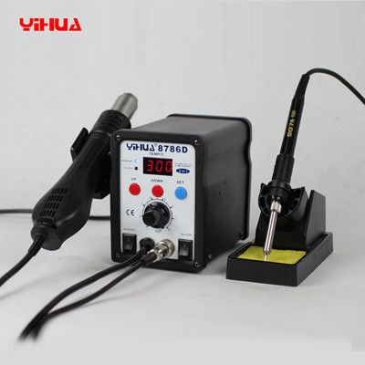 Ζεστός αέρας 2 σταθμών επανάληψης YIHUA 8786D SMD σε 1 συγκολλώντας σταθμό με την επίδειξη των οδηγήσεων